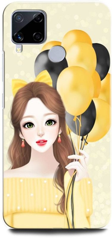 ORBIQE Back Cover for Realme C15 RMX2180 GIRL, WOMEN ARTWORK, ANIME, PRETTY, BEUTY, BALLOON, EYES  (Multicolor, Hard Case, Pack of: 1)
