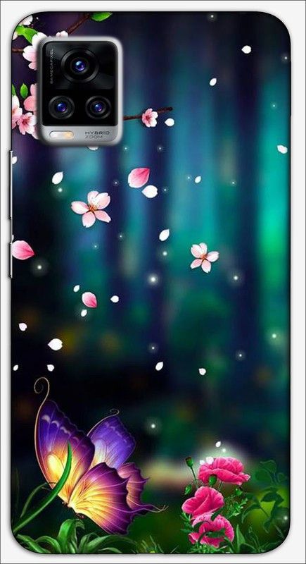 artocus Back Cover for Vivo V20 , Vivo V20 Flower painting , butterfly design Printed Back Cover  (Multicolor, Hard Case, Pack of: 1)