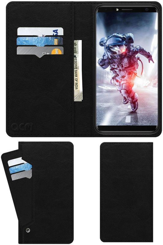 ACM Flip Cover for Intex Infie 3  (Black, Cases with Holder, Pack of: 1)