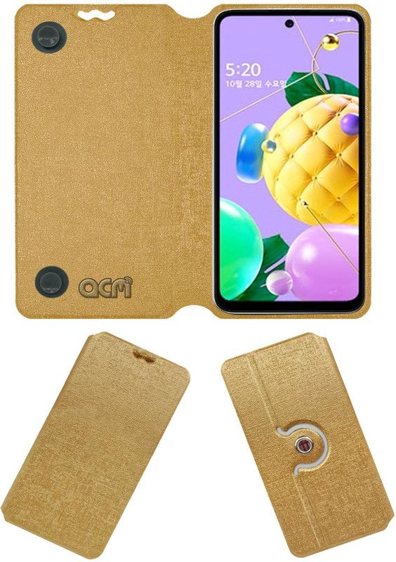 ACM Flip Cover for Lg K52  (Gold, Cases with Holder, Pack of: 1)