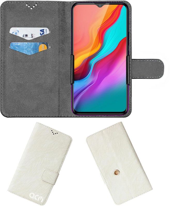 ACM Flip Cover for Infinix Hot 8  (White, Cases with Holder, Pack of: 1)