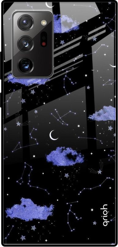 QRIOH Glass Back Cover for Samsung Galaxy Note 20 Ultra  (Black, Grip Case, Silicon, Pack of: 1)
