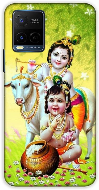iprinto Back Cover for Vivo Y21,V2111, Vivo Y33s,V2109 Krishna, Kanha Back Cover  (Green, Hard Case)