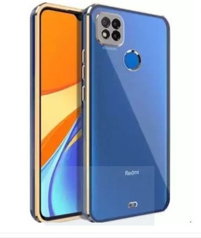 Urban Tech Back Cover for Xiaomi Redmi 9C 9 Activ Poco C31 |Electroplated Silicon Golden Plating Crystal Clear Case  (Blue, Grip Case, Pack of: 1)