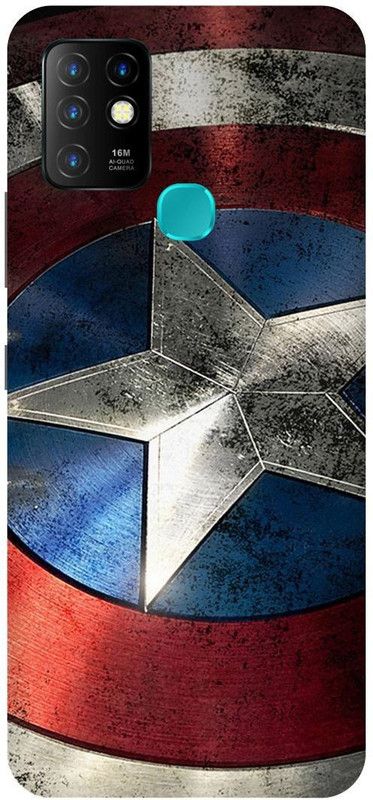 FIKORA Back Cover for Infinix Hot 10, X682B, CAPTAIN, AMERICA, AVENGER, AVENGERS, SHIELD  (Silver, Hard Case, Pack of: 1)