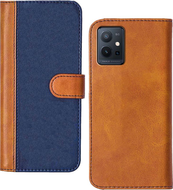 Flipkart SmartBuy Flip Cover for vivo T1 5G, vivo T1  (Blue, Brown, Pack of: 1)