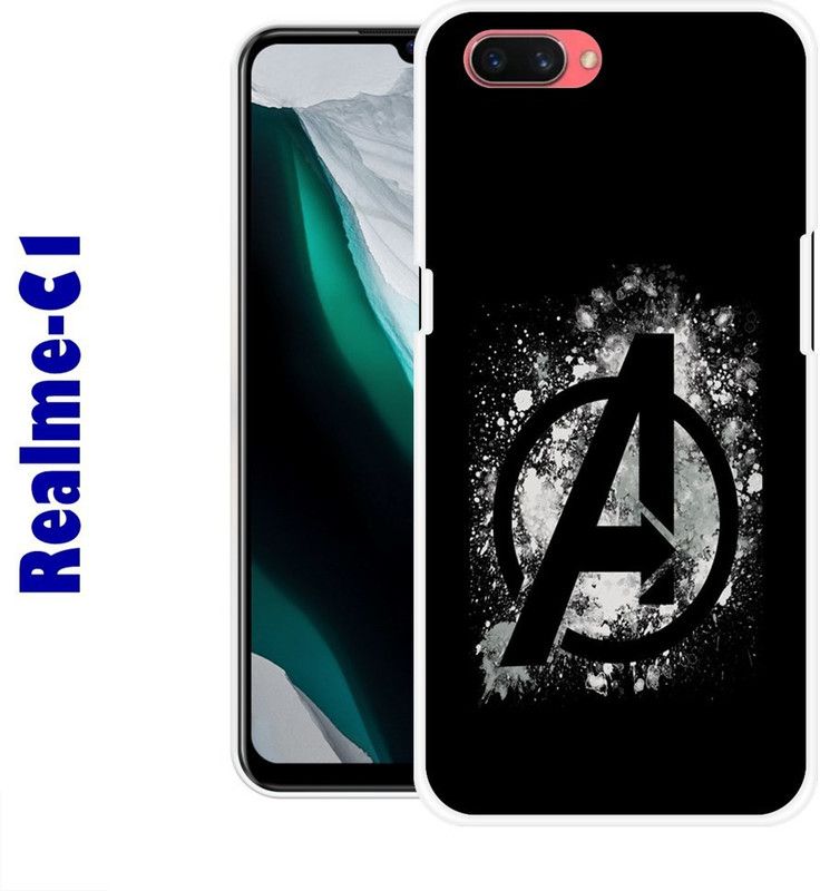 CellWorld Back Cover for Realme C1  (Black, White, Grip Case, Silicon)