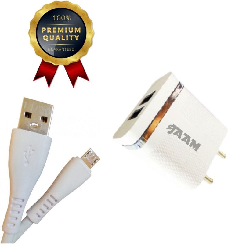 JAAM 12 W NA 2.4 A Multiport Mobile J-CH 54 12 W 2.4 A Dual USB Mobile Charger with Charger and Sync USB Cable (White Cable Included) Charger with Detachable Cable  (White, Cable Included)