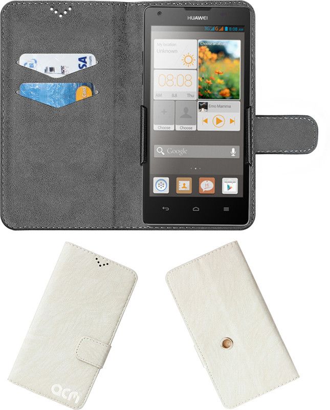 ACM Flip Cover for Huawei Ascend G700  (White, Cases with Holder, Pack of: 1)