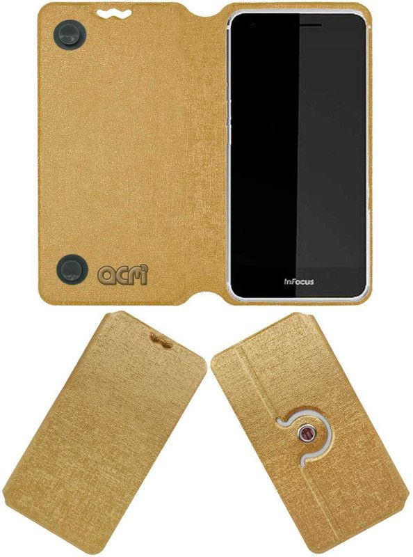 ACM Flip Cover for InFocus M812  (Gold, Cases with Holder, Pack of: 1)