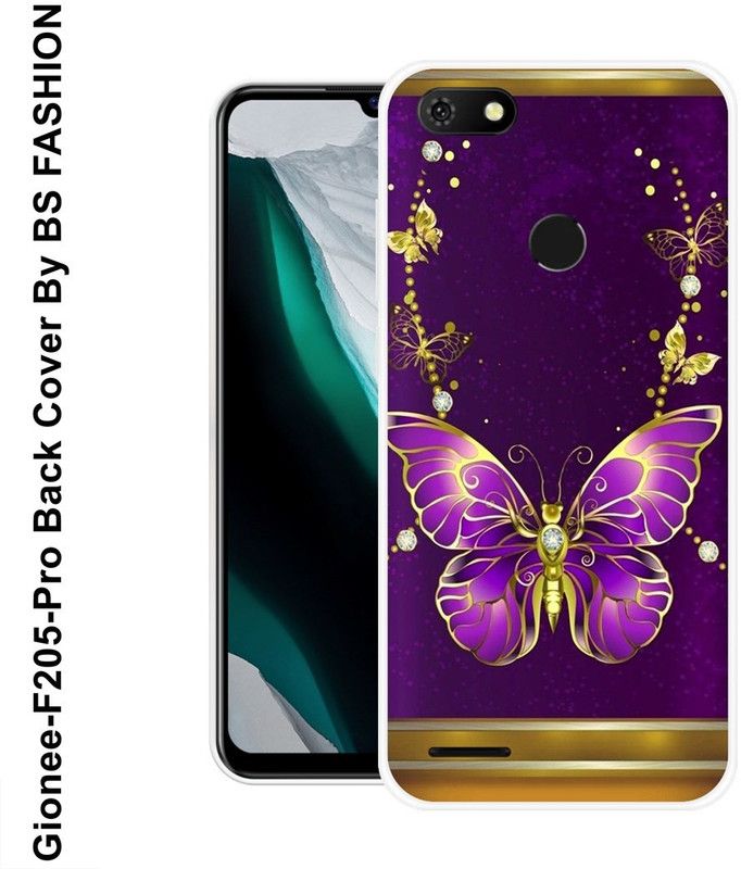 BSRAJ Back Cover for Gionee F205 Pro  (Purple, Gold, Grip Case, Silicon)