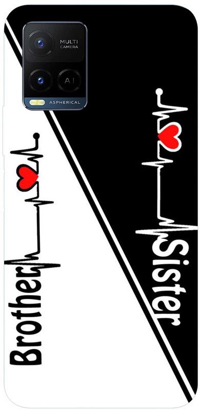 PrintCorner Back Cover for vivo Y33s  (Black, White, Grip Case, Silicon, Pack of: 1)