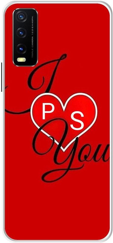 VS PRINT LINK Back Cover for VIVO Y20i \ V2027 \ PS, P LOVES S, PS NAME, PS Love Printed  (Red, Hard Case, Pack of: 1)