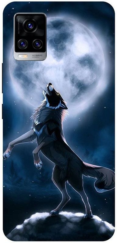 URCHIN Back Cover for Vivo V20 Pro Wolf, Wolf Moon, Moon, Animal, Dark  (Multicolor, Shock Proof, Pack of: 1)