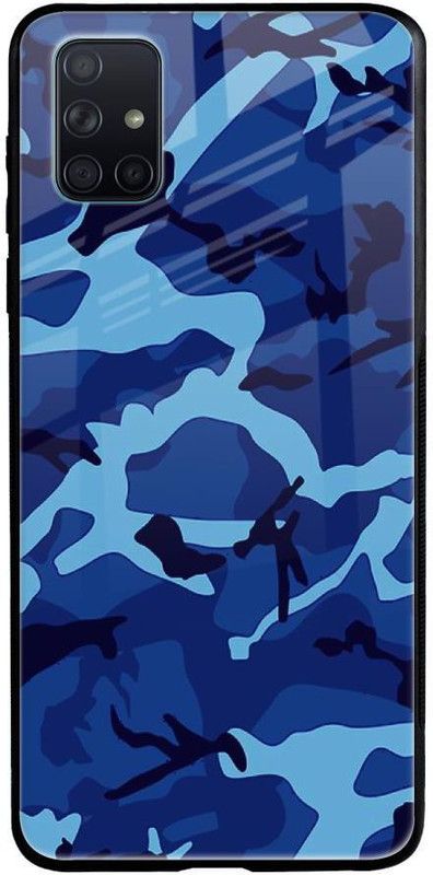 QRIOH Glass Back Cover for Samsung Galaxy A71  (Blue, Grip Case, Silicon, Pack of: 1)