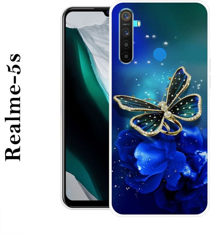 REALKING Back Cover for Realme 5s  (Blue, Silicon)