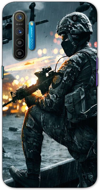 iprinto Back Cover for Realme XT, Realme X2 Indian Army Back Cover  (Black, Hard Case)