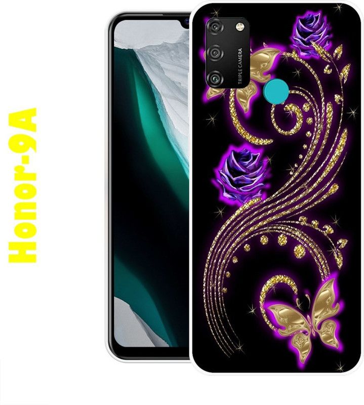 CellWorld Back Cover for Honor 9A  (Black, Purple, Silicon)