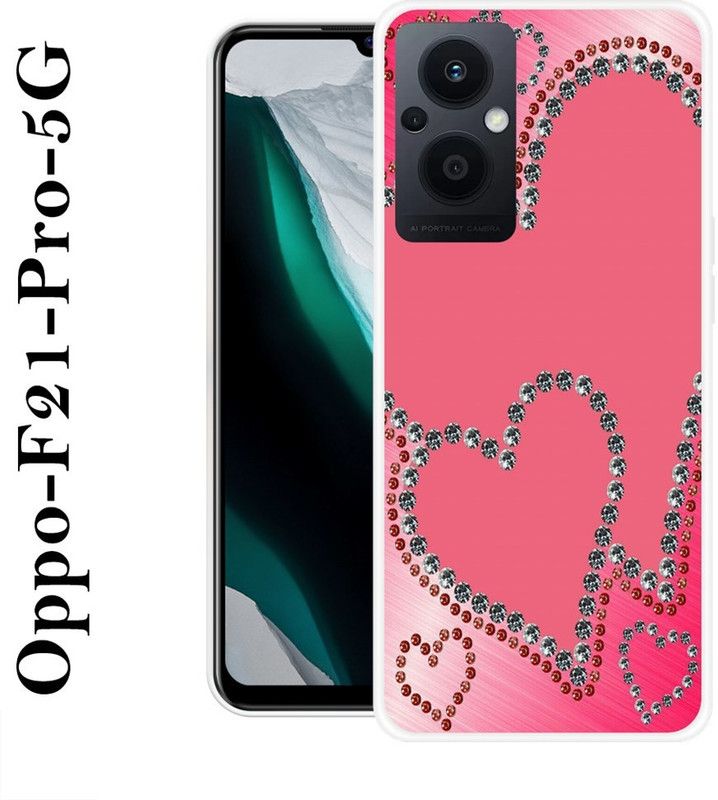 INDIALAND Back Cover for Oppo F21 Pro 5G  (Pink, Silver, Silicon)
