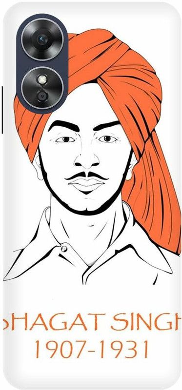 PICHKU Back Cover for OPPO A17- CPH2477-BHAGAT,SING,INDIANS,ISPIRATION,HISTORY,MAN,INDIA,ARMY,JAAT  (Orange, Hard Case, Pack of: 1)