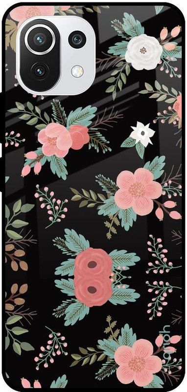 QRIOH Glass Back Cover for Mi 11 Lite NE 5G  (Multicolor, Grip Case, Silicon, Pack of: 1)