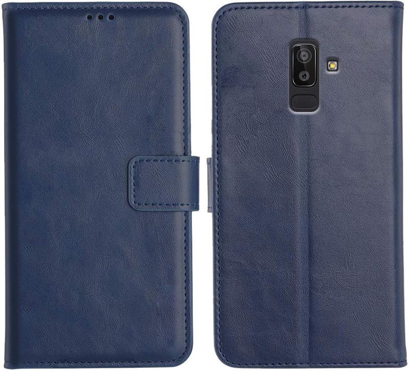 Orosky Flip Cover for Samsung Galaxy J8  (Blue, Dual Protection)