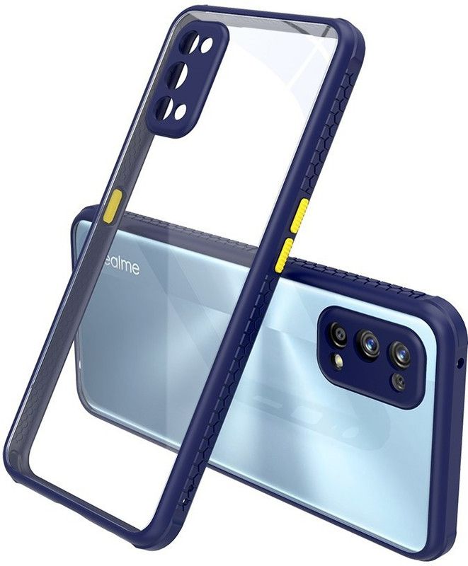 MobiLooks Back Cover for Realme 7 Pro, Miqilin Series Transparent Armor Shock Proof Corner Bumper Hard Back Case  (Blue, Dual Protection, Pack of: 1)