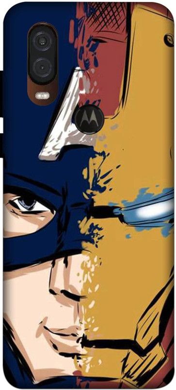 NDCOM Back Cover for Motorola One Vision Avengers End Game Captain America And Iron Man Face Off Printed  (Multicolor, Hard Case, Pack of: 1)