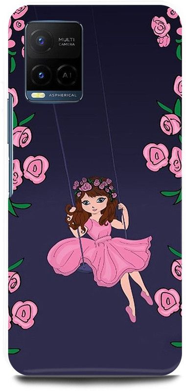 JUGGA Back Cover for Vivo Y33T, V2146, GIRL, ANIME, BTS, LOVELY GIRL, CARTOON, CUTE GIRL, DOLL  (Pink, Hard Case, Pack of: 1)