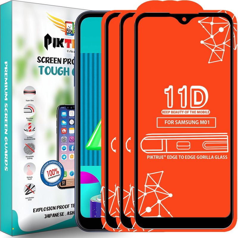 PikTrue Edge To Edge Tempered Glass for Samsung Galaxy M01  (Pack of 3)