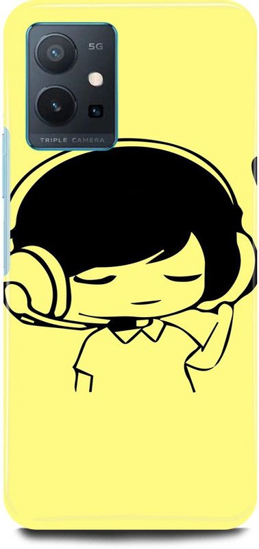 play fast Back Cover for Vivo T1 5G, V2141 CUTE, BOY, LOVELY, BOY, HEADPHONE, YELLOW, LOVE, COUPLE  (Yellow, Hard Case, Pack of: 1)
