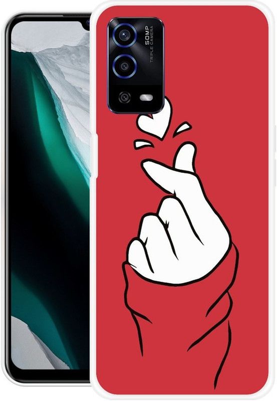 KUDI Back Cover for Oppo A55 5G  (Red, White, Grip Case, Silicon)