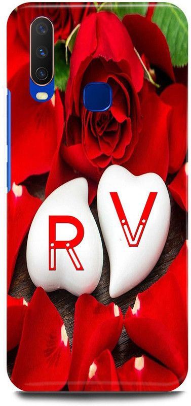 JUGGA Back Cover for Vivo Y15, 1901, R LOVES V NAME,R NAME, V LETTER, ALPHABET,R LOVE V NAME  (Red, Hard Case, Pack of: 1)