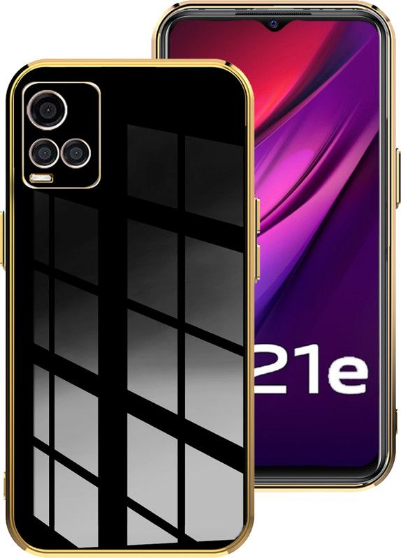 HUPSHY Back Cover for vivo Y21E  (Black, Electroplated, Silicon, Pack of: 1)