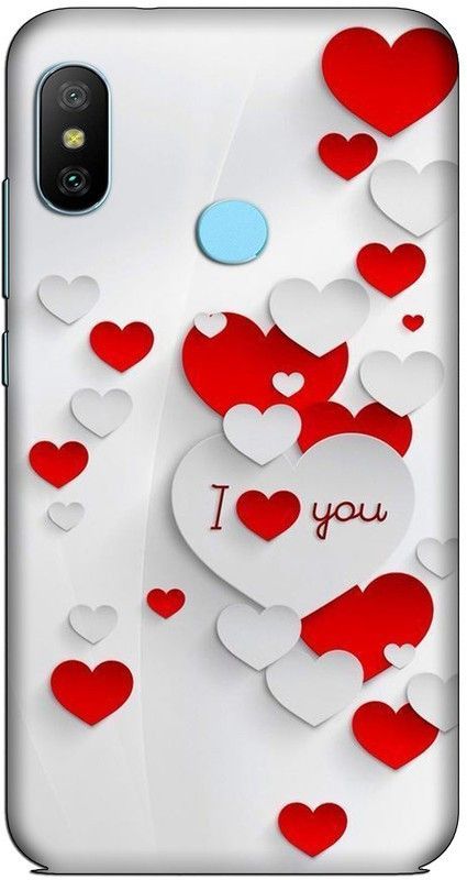 CROKIAN Back Cover for Redmi 6 Pro Red white heart Back Cover  (Multicolor, Hard Case, Pack of: 1)