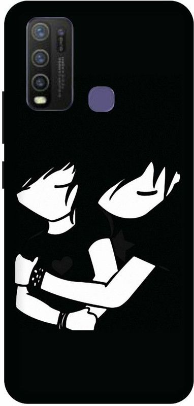 FRONK Back Cover for vivo Y50, vivo 1935, COUPLE, LOVE, HUGG, BLACK, SHADE  (Black, Hard Case, Pack of: 1)