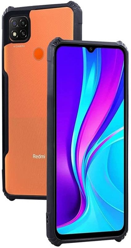 Phone Back Cover Pouch for REDMI 9 Activ  (Black, Transparent, Grip Case, Pack of: 1)
