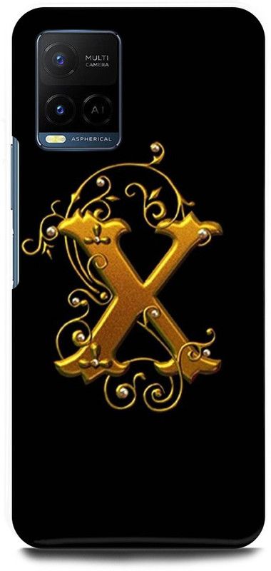 DIKRO Back Cover for Vivo Y33T, V2146, X, NAME, LETTER, ALPHABET, GOLD  (Black, Hard Case, Pack of: 1)