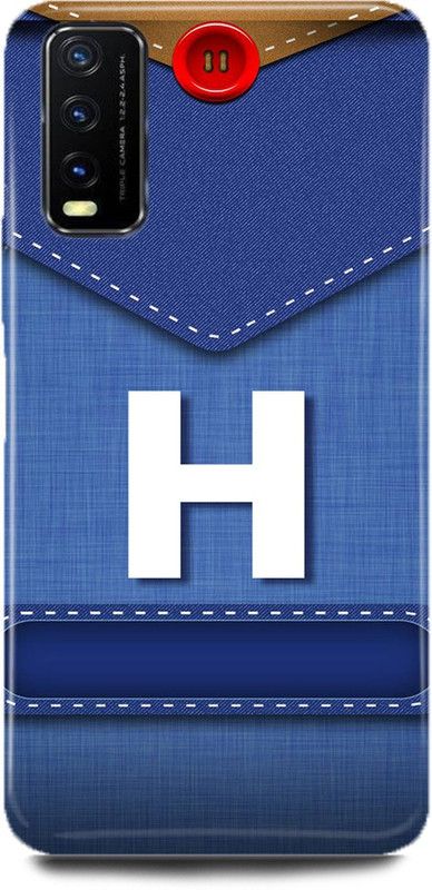FUGGA Back Cover for Vivo Y12s, V2033, H, LETTER, ALPHABET, BLUE, JEANS, PATTERN, H, NAME  (Multicolor, Hard Case, Pack of: 1)
