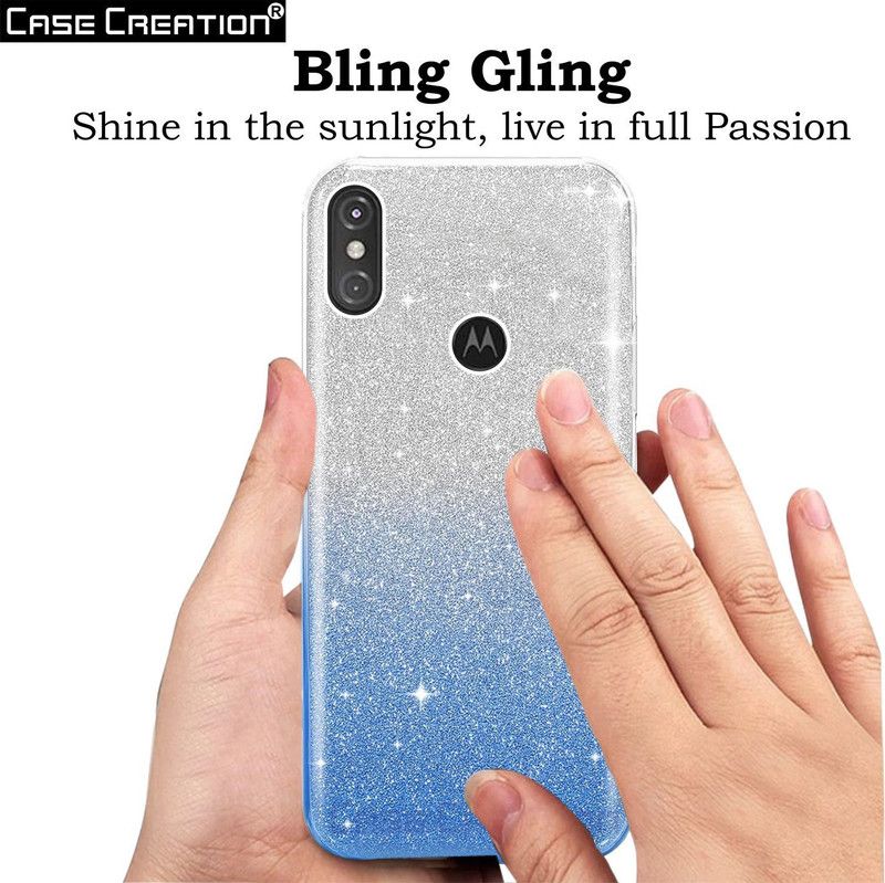 CASE CREATION Back Cover for Motorola One Power  (Blue, Dual Protection, Pack of: 1)