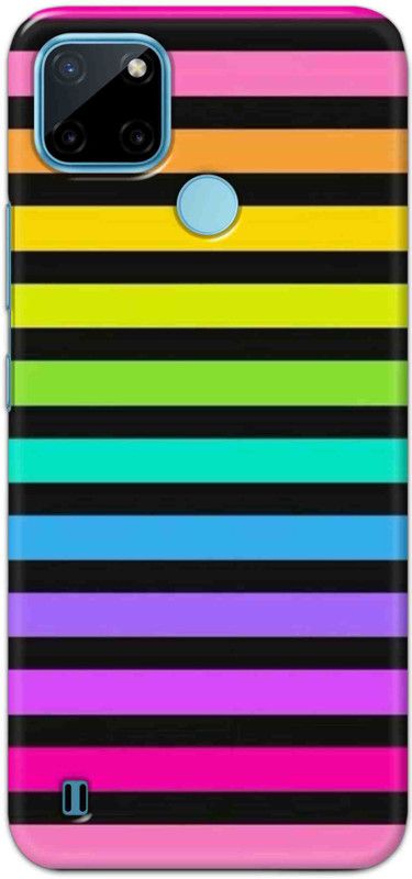 NDCOM Back Cover for Realme C21Y Hyper Rainbow Stripes Printed  (Multicolor, Hard Case)