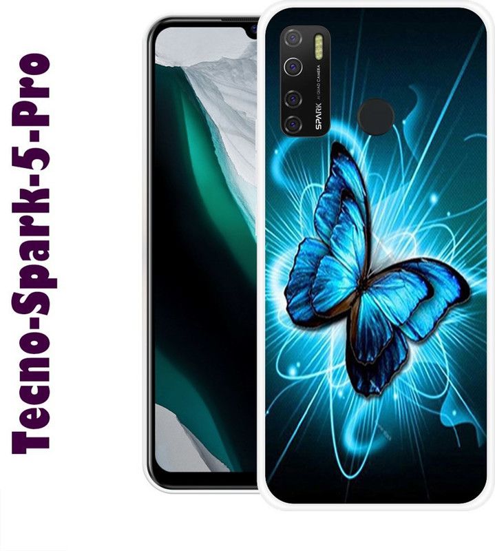 CellWorld Back Cover for Tecno Spark 5 Pro  (Black, Blue, Silicon)