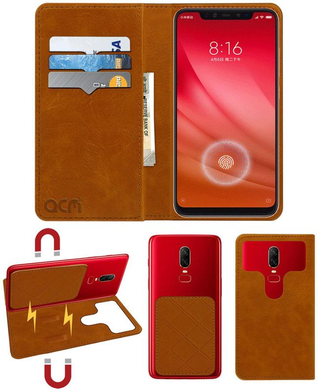 ACM Flip Cover for Mi 8 Pro  (Gold, Cases with Holder, Pack of: 1)