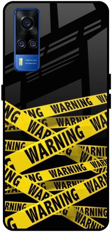QRIOH Glass Back Cover for Vivo Y51 2020  (Black, White, Grip Case, Silicon, Pack of: 1)