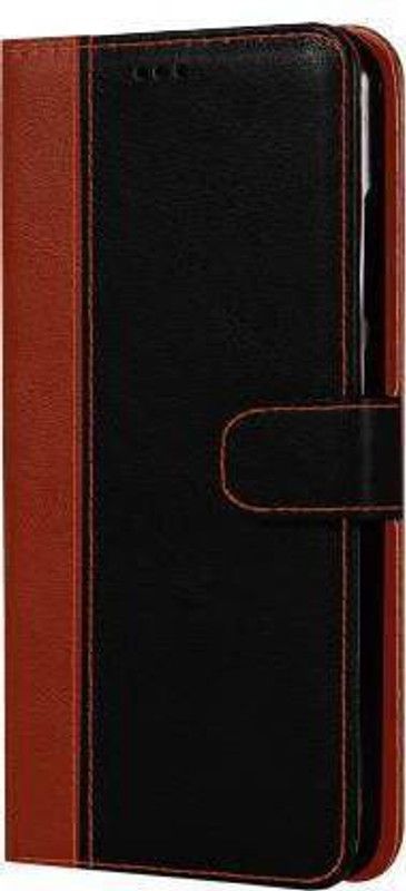 Mycos Flip Cover for Vivo Y93  (Black, Brown, Camera Bump Protector, Pack of: 1)