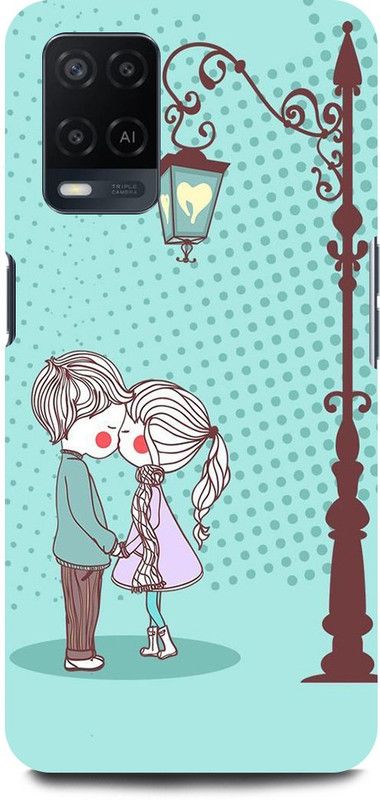 JUGGA Back Cover for OPPO A54, CPH2239, CUTE, COUPLE, LOVELY, COUPLE, GIRL, BOY, LOVE  (Blue, Hard Case, Pack of: 1)