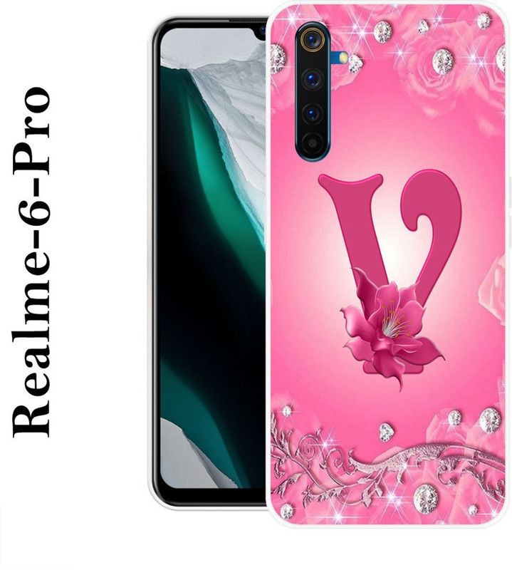 KUDI Back Cover for Realme 6 Pro  (Pink, Silver, Silicon)