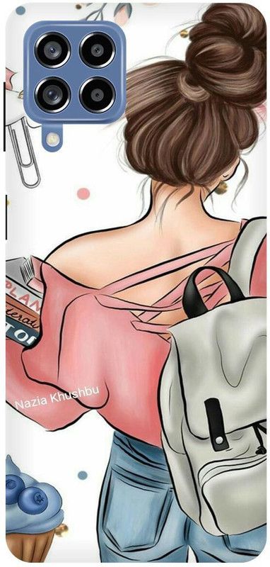 THE NARAYANA COLLECTIONS Back Cover for SAMSUNG GALAXY M53-BTS,GIRL,COLLEGE,BAG,FUNKY,STYLISH  (Multicolor, Hard Case, Pack of: 1)