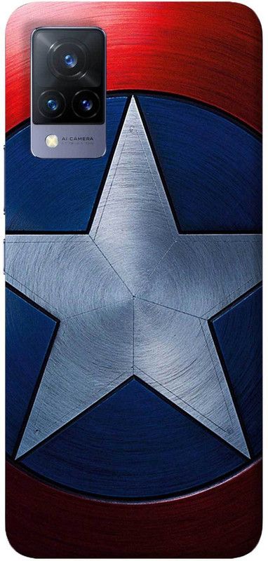 NDCOM Back Cover for VIVO V21 5G Avengers Captain America Shield Printed  (Multicolor, Hard Case, Pack of: 1)