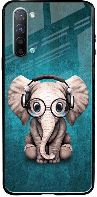 QRIOH Glass Back Cover for Oppo Reno 3  (Blue, Grey, Grip Case, Silicon, Pack of: 1)